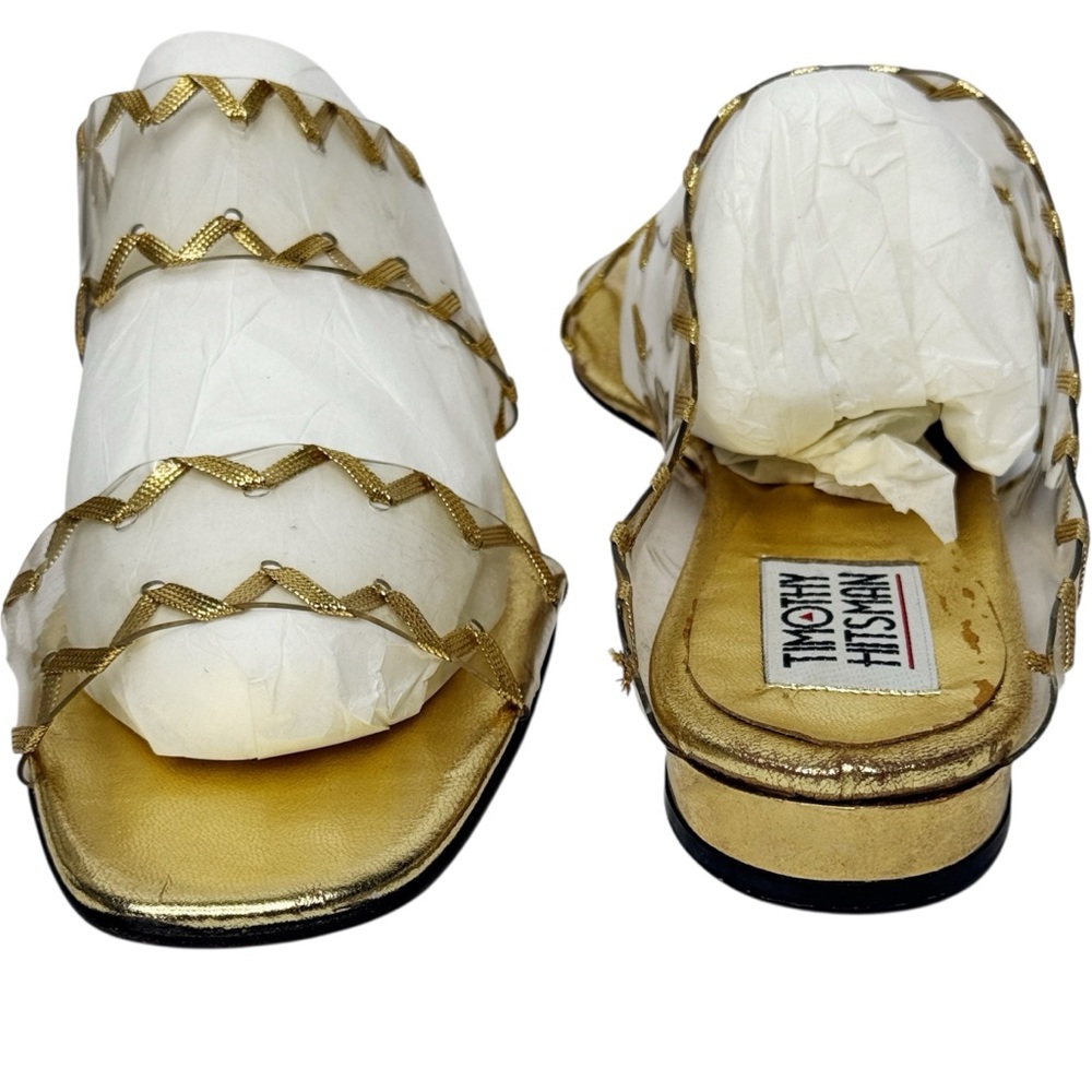 Vintage TIMOTHY HITSMAN Gold Leather‎ Sandals Size 9 Made in Spain - Picture 4 of 10